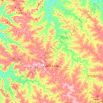 Santo Cristo topographic map, elevation, terrain