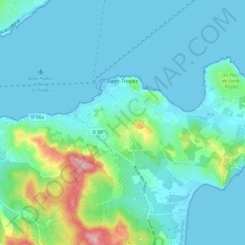 Saint-Tropez topographic map, elevation, terrain