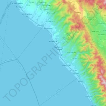 Albuera topographic map, elevation, terrain