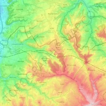 Fourons topographic map, elevation, terrain