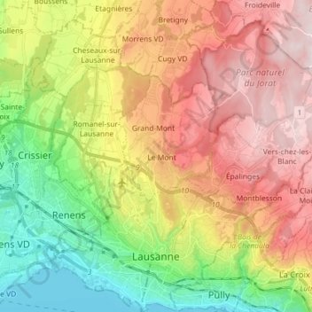Losanna topographic map, elevation, terrain