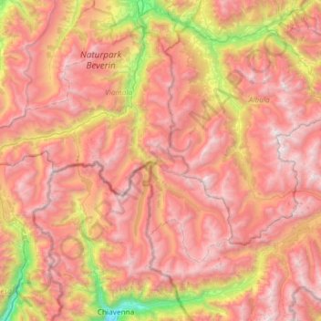 Chaîne de l'Oberhalbstein topographic map, elevation, terrain