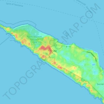 Portsea topographic map, elevation, terrain