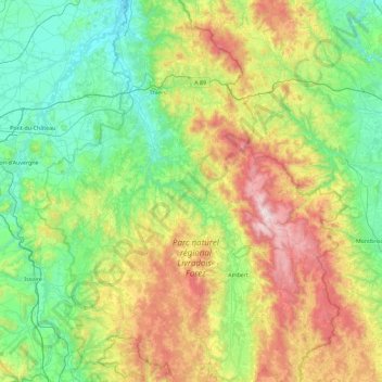La Dore topographic map, elevation, terrain
