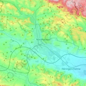 Nordhausen topographic map, elevation, terrain