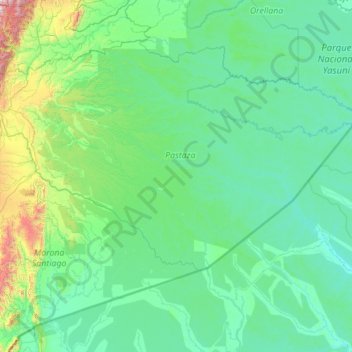 Pastaza topographic map, elevation, terrain