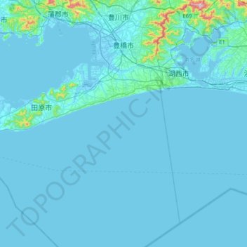 Toyohashi topographic map, elevation, terrain
