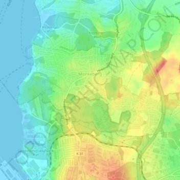 Mönkeberg topographic map, elevation, terrain