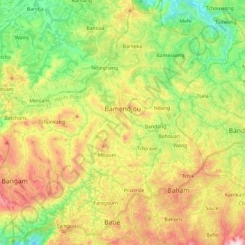 Bamendjou topographic map, elevation, terrain