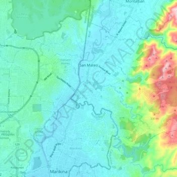 San Mateo topographic map, elevation, terrain