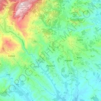 Placanica topographic map, elevation, terrain