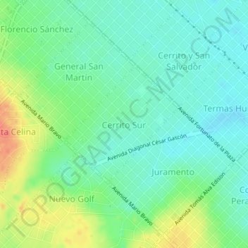 Cerrito Sur topographic map, elevation, terrain