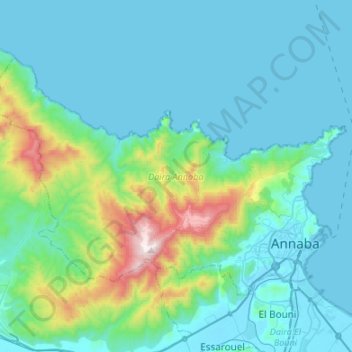 Annaba District topographic map, elevation, terrain