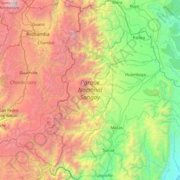 Parque Nacional Sangay topographic map, elevation, terrain