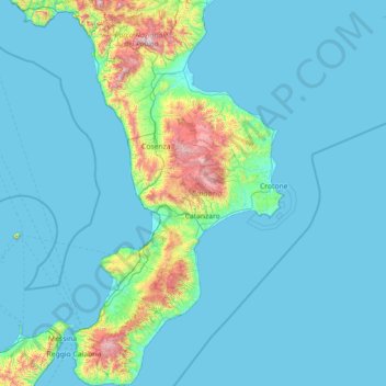 Kalabrien topographic map, elevation, terrain