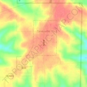 Taneyville topographic map, elevation, terrain