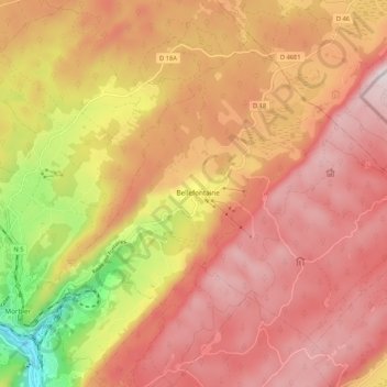 Bellefontaine topographic map, elevation, terrain