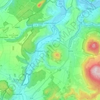 Unterbreizbach topographic map, elevation, terrain