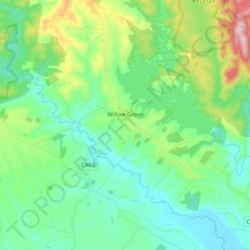 Willow Grove topographic map, elevation, terrain