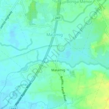 Malamig topographic map, elevation, terrain