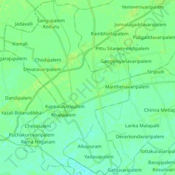 Pittalavanipalem topographic map, elevation, terrain