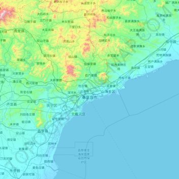 秦皇岛市 topographic map, elevation, terrain