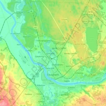 Daugavpils topographic map, elevation, terrain