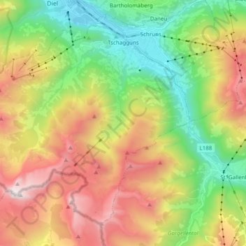 Tschagguns topographic map, elevation, terrain