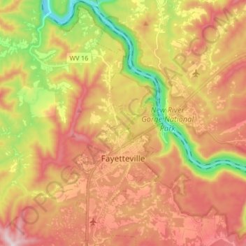 Fayetteville topographic map, elevation, terrain