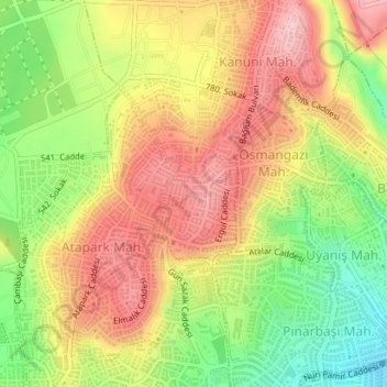 Ufuktepe Mahallesi topographic map, elevation, terrain