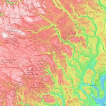 Buskerud topographic map, elevation, terrain