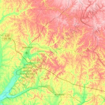 Marion County topographic map, elevation, terrain