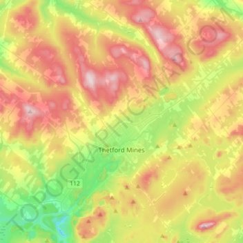 Thetford Mines topographic map, elevation, terrain