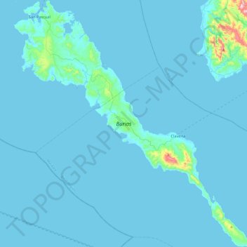 Burias topographic map, elevation, terrain