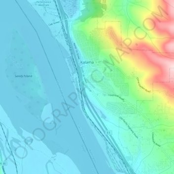 Kalama topographic map, elevation, terrain