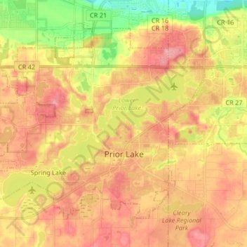 Prior Lake topographic map, elevation, terrain