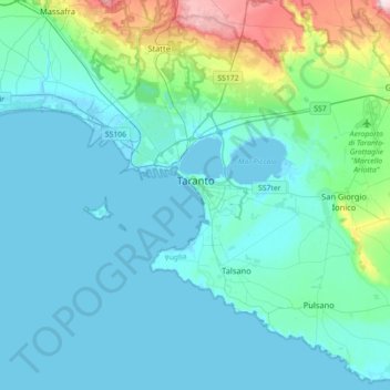 Tarento topographic map, elevation, terrain
