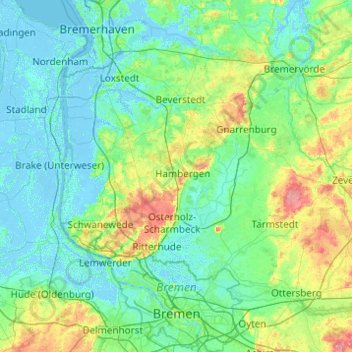 Bremen topographic map, elevation, terrain