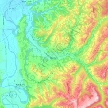 Dogliani topographic map, elevation, terrain