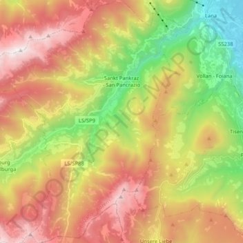 Sankt Pankraz - San Pancrazio topographic map, elevation, terrain