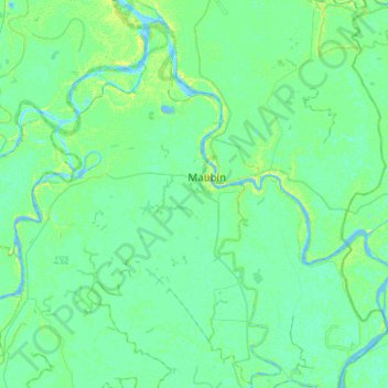 Maubin topographic map, elevation, terrain