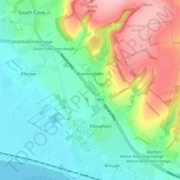 Brantingham topographic map, elevation, terrain