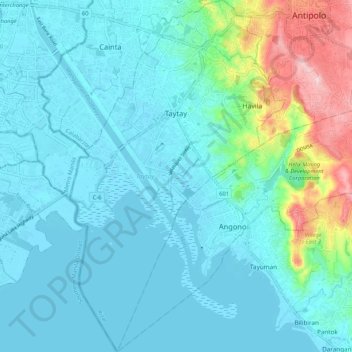 Taytay topographic map, elevation, terrain