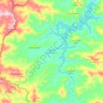 Embalse de Taguaza topographic map, elevation, terrain