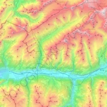 Rarogne occidental topographic map, elevation, terrain