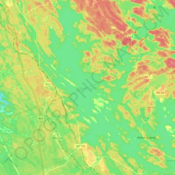 Lake Joseph topographic map, elevation, terrain