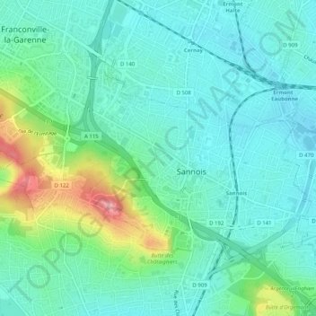 95110 topographic map, elevation, terrain