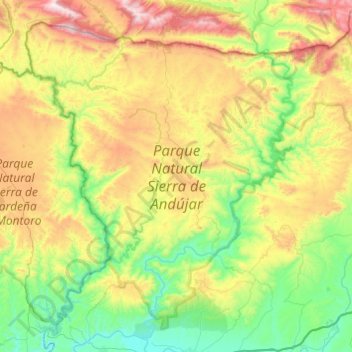 Parque Natural Sierra de Andújar topographic map, elevation, terrain