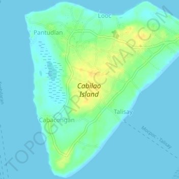Cabilao Island topographic map, elevation, terrain