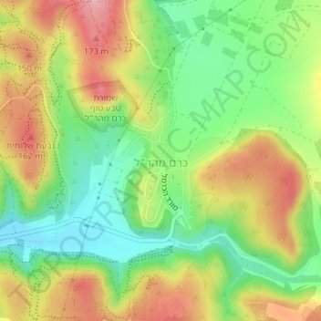 Kerem Maharal topographic map, elevation, terrain